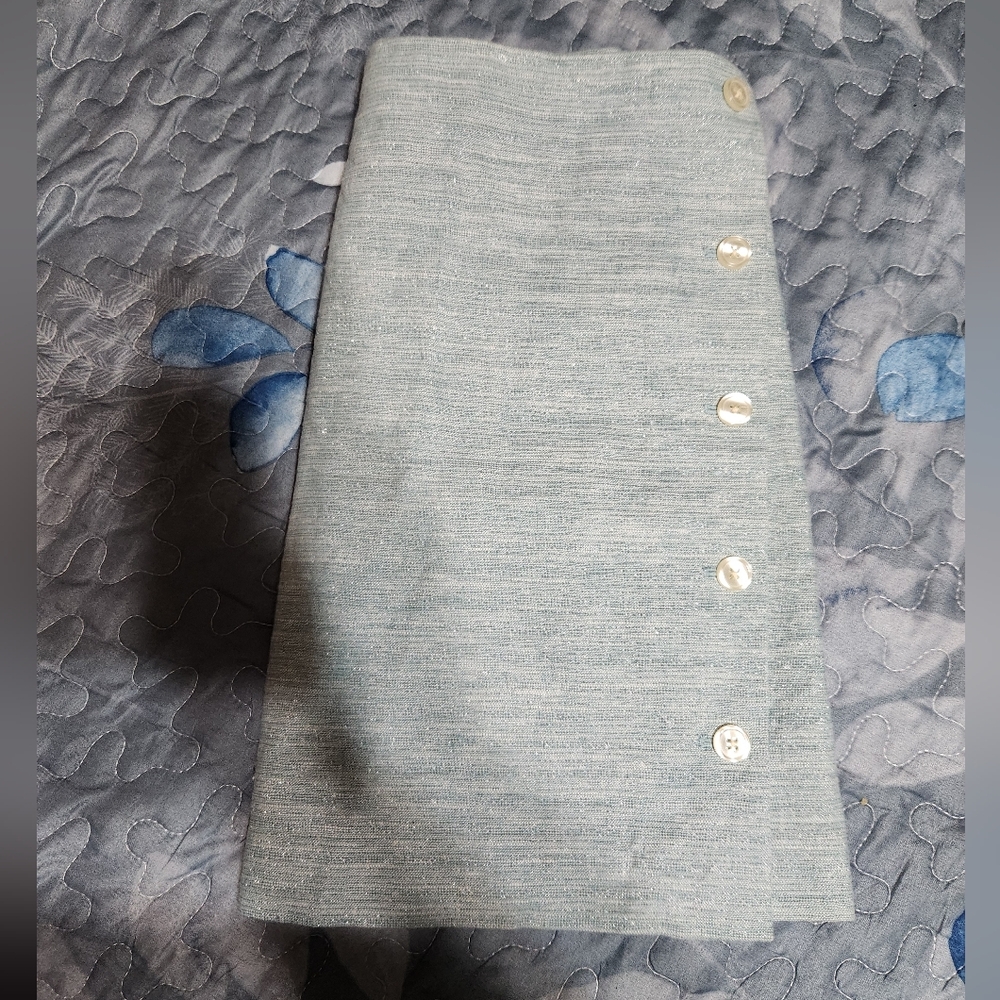 Womens Elegant Light Ice Blue Button Skirt - Picture 12 of 12